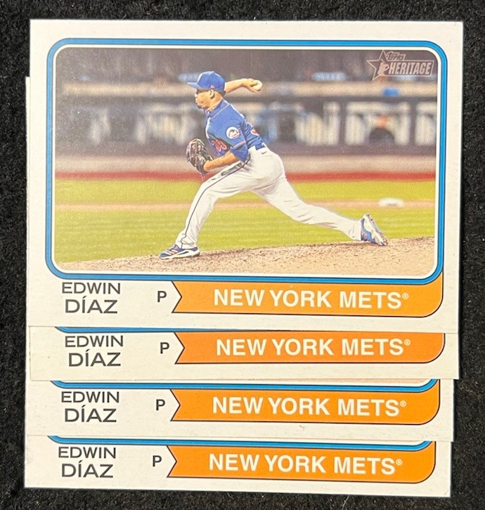 2023 Topps Heritage -  #36 - Edwin Diaz  - Mets   - Lot Of 4 - NM/Mint