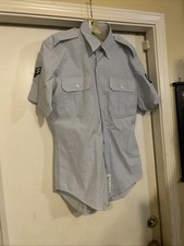 AIR FORCE USAF REGULATION SHIRT MENS SHORT SLEEVE UNIFORM DRESS BLUE 15.5 neck