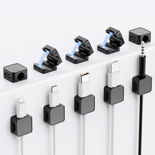10 Pack Magnetic Cord Organizer Holder, Adjustable Cable 10 Pack, Black