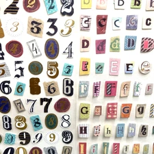 Alphabet Letters Number Stickers 6 Sheets Scrapbooking Junk Journaling Collage