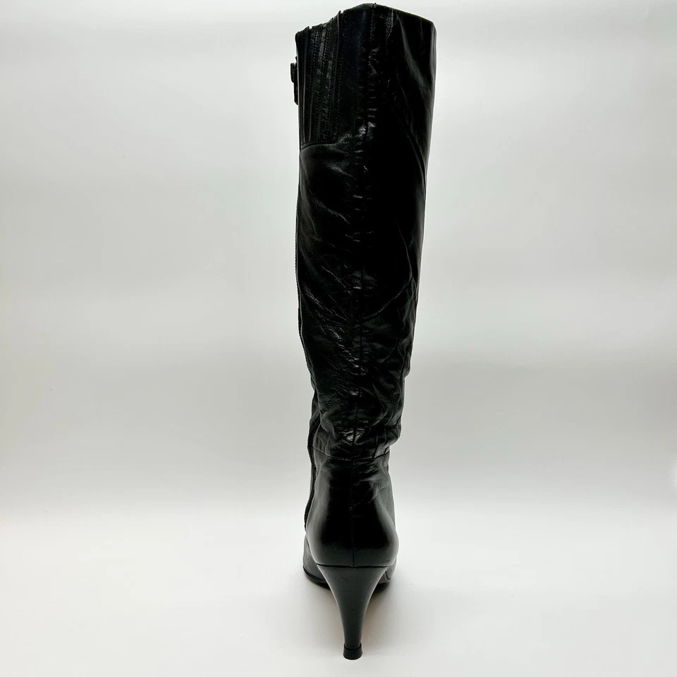 VTG 80s Vaneli Black Knee High Boots Western Slouch Pointy Toe Stiletto Sz 7.5 - Image 4 of 4