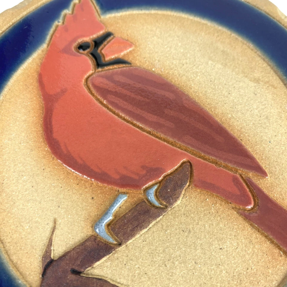Remache de cerámica Ashleys artesanías hechas a mano banda azul cardinal Montana Foto 2 de 4