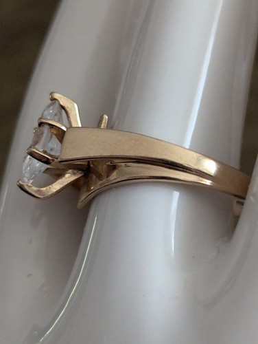 Vtg 14k Plumb Yellow Gold Solitaire CZ Ring 7.75 Prong Set Estate Art Jewelry 4G - Picture 10 of 24
