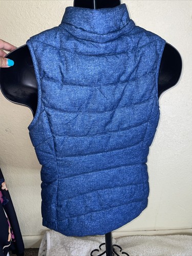 Green Tea Blue Vest Full Zip Sleeveless Woman Puffer Vest Size Small Zip Pockets - Picture 6 of 12