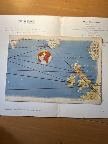 BOAC Menu Bogoto Caracas Trinidad Barbados and flights map - Picture 9 of 11