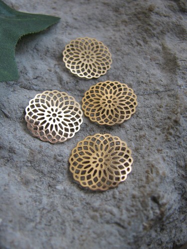 10 Verbinder goldfarben Blume, Metall 1,45cm, Mandala , Aufleger, Schmuckzubehör - Bild 2 von 5