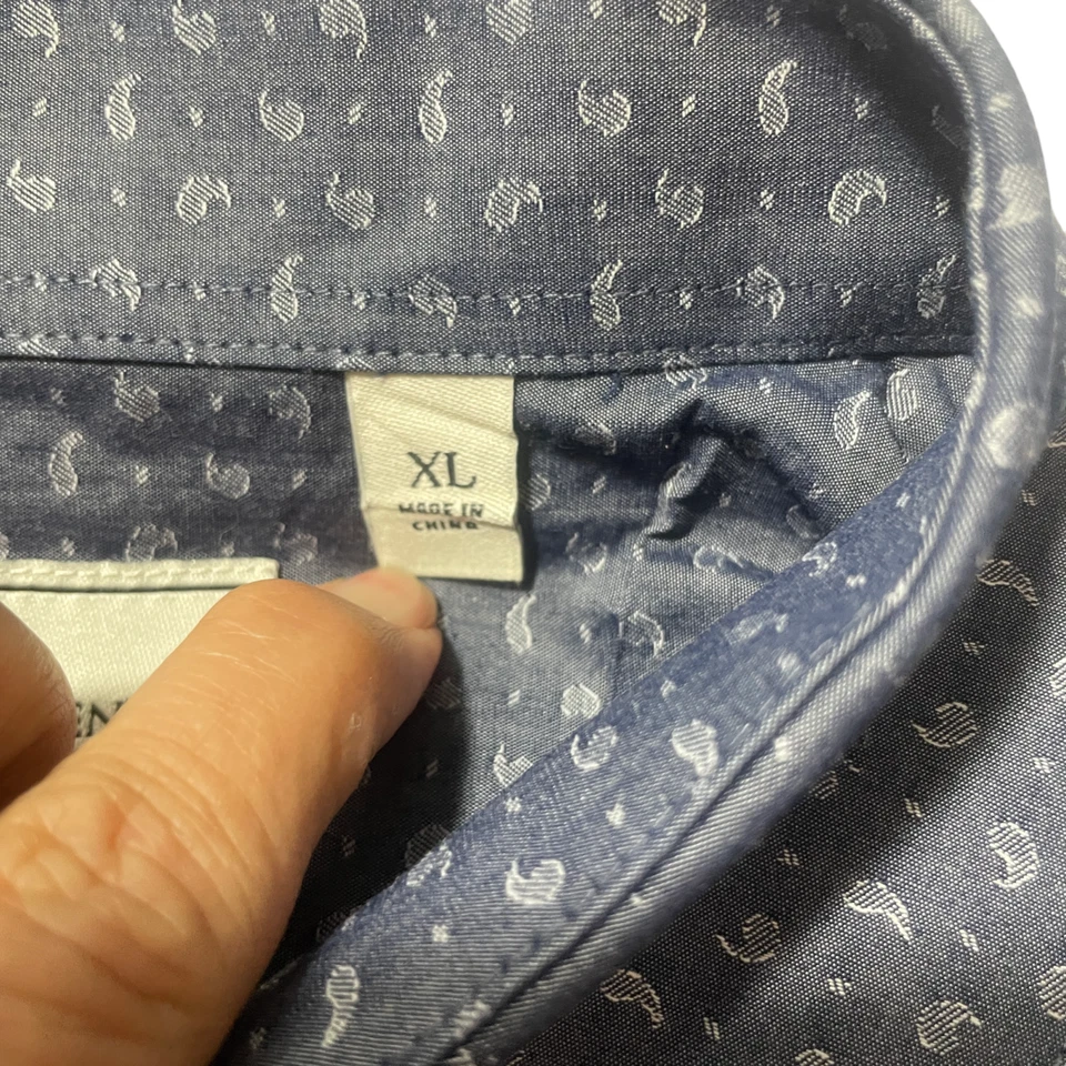 Williams & Kent XL 100 % algodón azul cobalto estampado con botones Foto 3 de 4