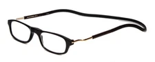 Snap Magnetic C1 Unisex Oval Designer Reading Glasses in Gloss Black Silver 52mm