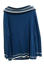 Gitano 26/28 Blue Cowl Neck Cable Knit Sweater