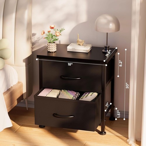 Nightstand with 2 Fabric Drawers Small Dresser Bedroom Living Room Furniture - 第 27/61 張圖片