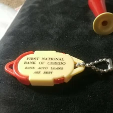 1950's First National Bank of Ceredo WV keychain coin holder-2 part