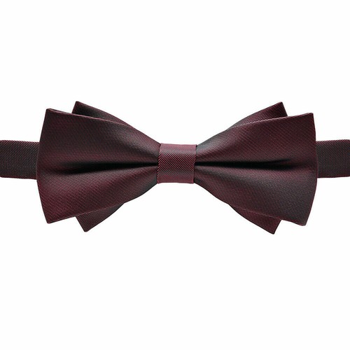 Men Solid Color Diamond Tip Bow Ties Double Layer Pre-tied Wedding Party Bowtie - Picture 6 of 9
