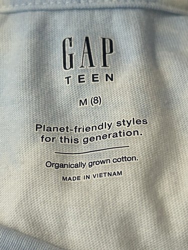 Gap Teen Long Sleeve Tie-Dye Blue and White Cropped T-Shirt Size Medium 8 - Picture 3 of 3