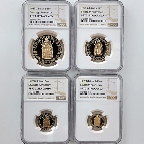 1989 Great Britain Elizabeth II Sovereign Gold Proof 4-Coin Set NGC PF 70 UC