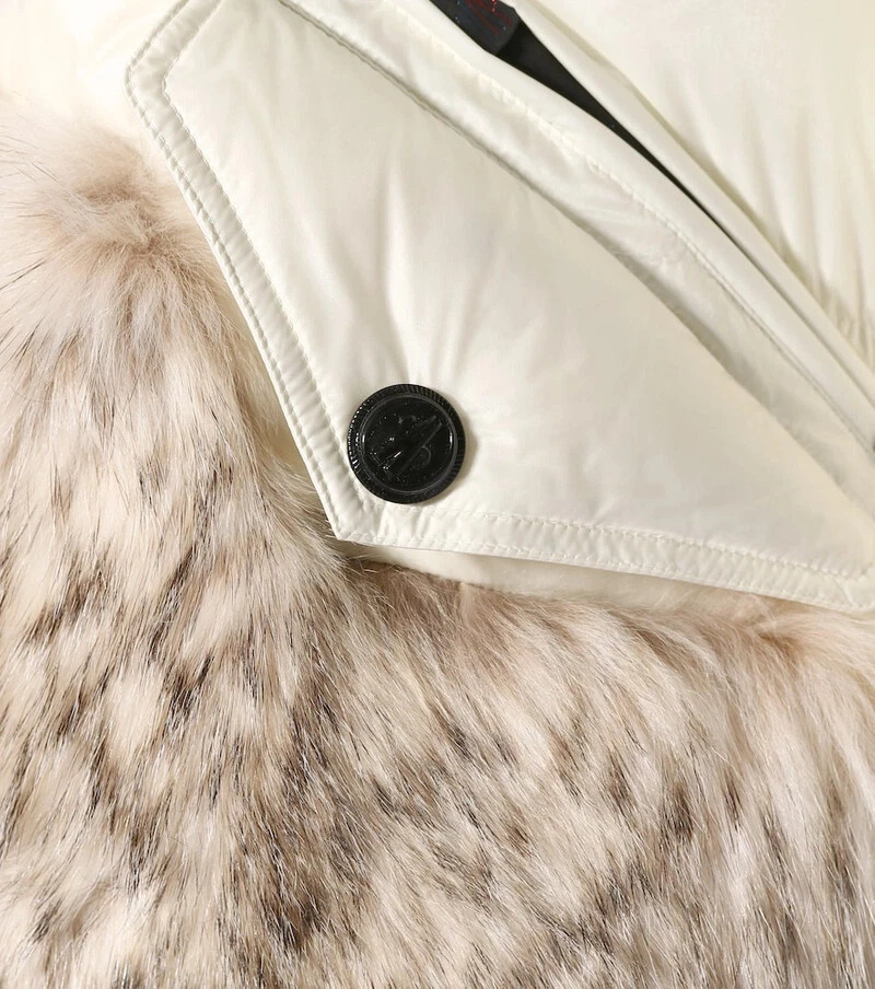 MONCLER GRENOBLE JOUX piumino corto trapuntato cappuccio vera pelliccia bianco 1 S M