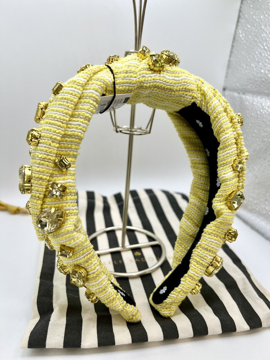 LELE SADOUGHI OVERSIZED VERONICA HEADBAND YELLOW NWT Lele Sadoughi Tweed Oversized Crystal Veronica Headband main image 2