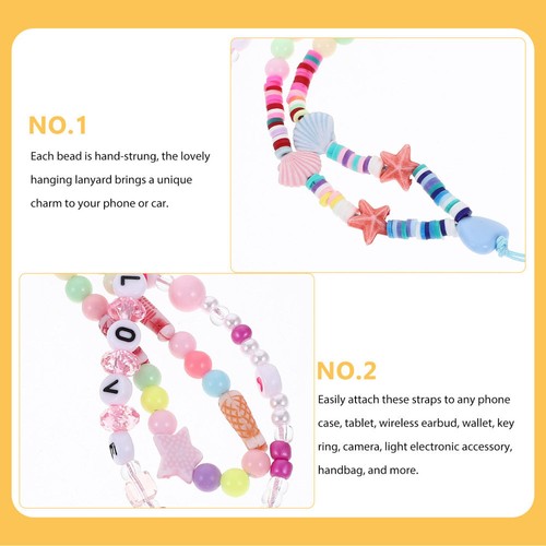 2pcs Beaded Chain Phone Charm Straps Phone Lanyard Wrist Strap Phone String - Zdjęcie 11 z 12