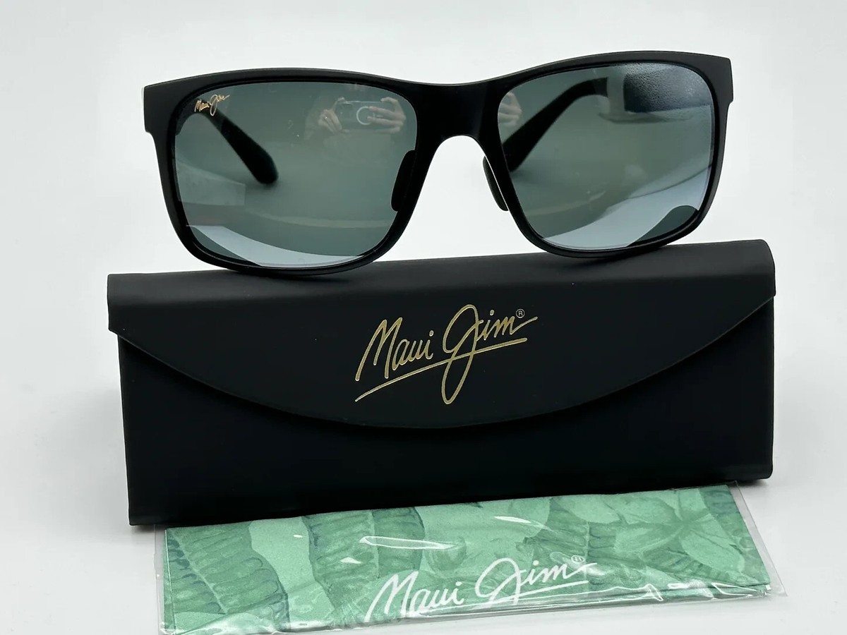 Maui Jim RED SANDS Matte Black POLARIZED Grey Lens Sunglass 432-2M