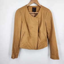 Joie Women's Emelyn Brown Leather Motorcycle Peplum Jacket Size S