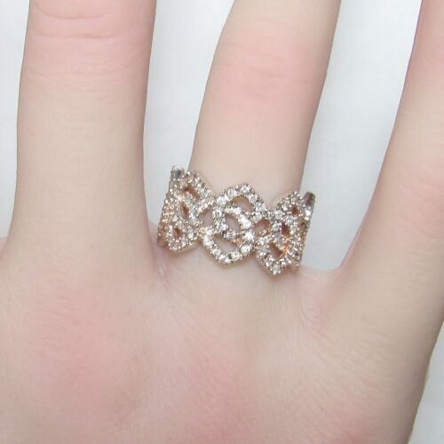 C&S Estate 14K White, Rose Gold Brilliant Cut Diamond Celtic Knot Ring 0.90 Cts - Picture 4 of 5