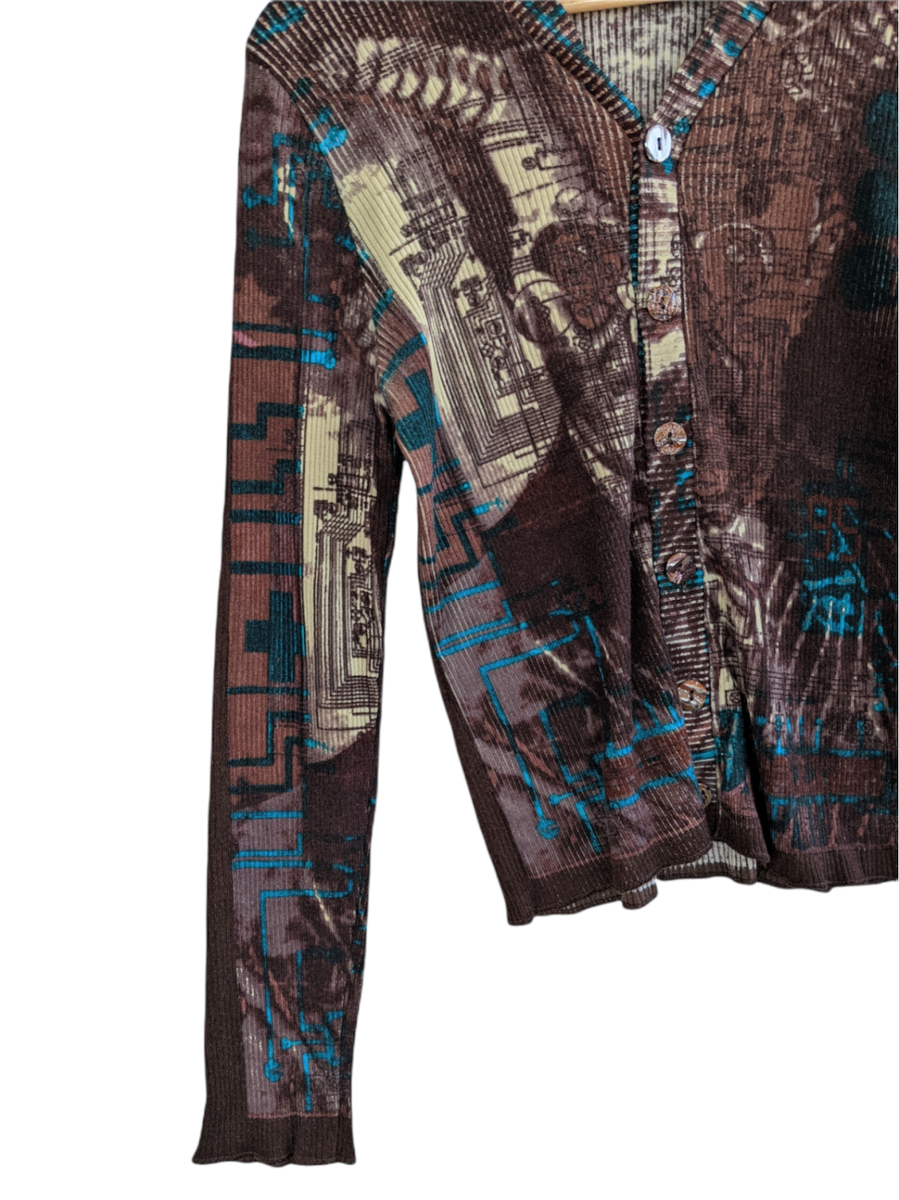 FUZZI カーディガン 総柄 モノトーン Jean Paul Gaultier