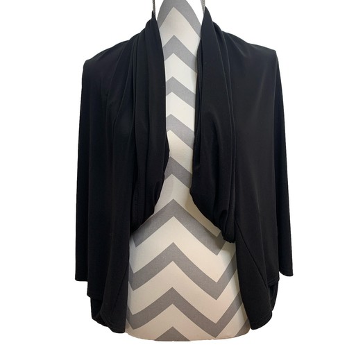 Joseph Ribkoff Black Open Front Jacket Crop Sleeve Cover Up Drop Sleeve Size 18