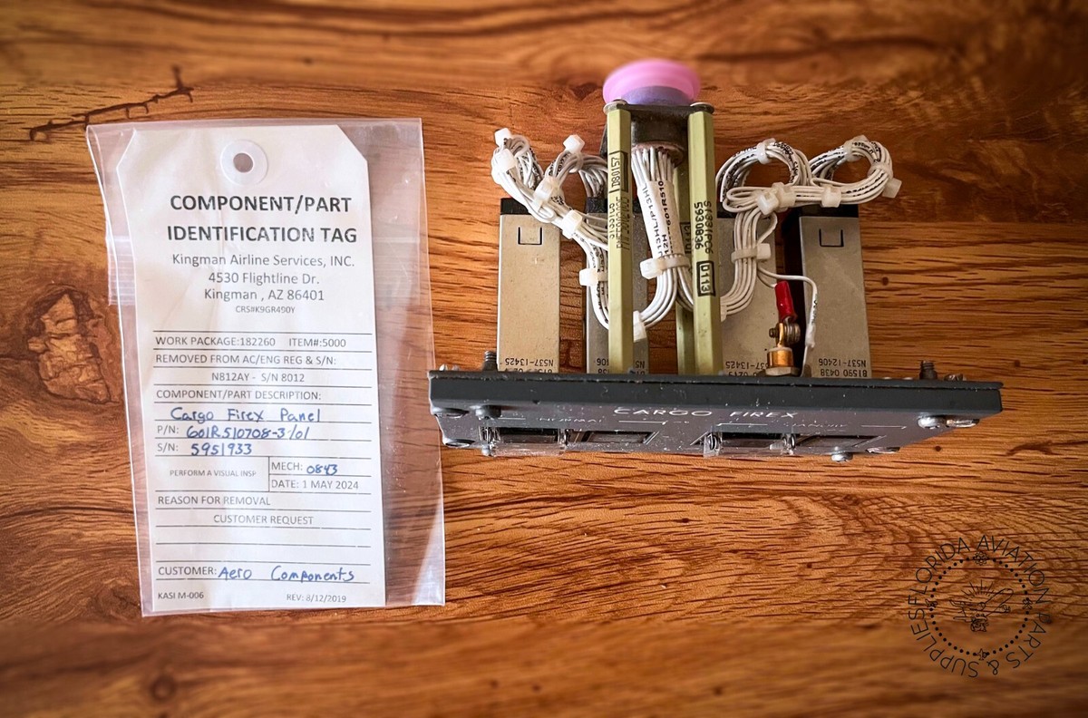 CRJ-200 Cargo Fire control panel PN 601R510708-3 with removal tag