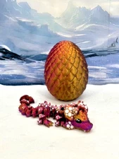 3D Printed Baby Dragon in Egg, Articulated Red Mushroom Baby Dragon, Fidget Toy