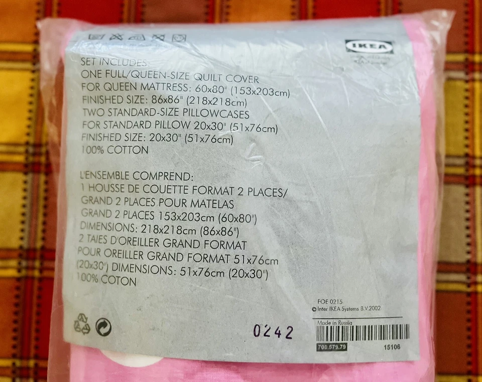 Ikea. Funda nórdica y fundas de almohada Knavel Queen/tamaño completo rosa. Ropa de cama. Nuevo. Foto 4 de 4