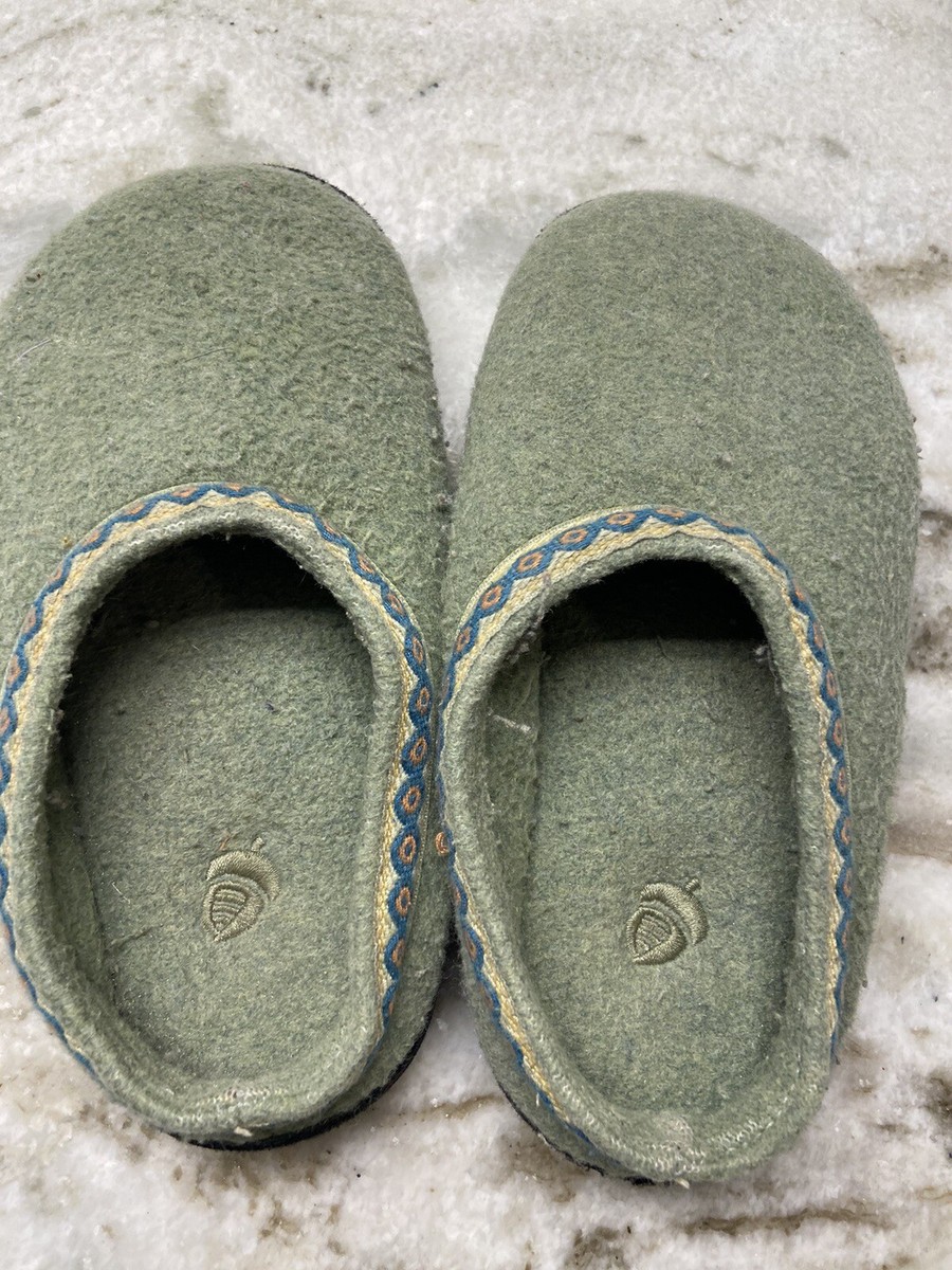 Acorn Kids Olive Green Moc Slipper 11/12 Unisex Boys Girls Fleece