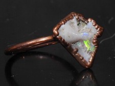 Australian Opal Electra Plated Copper Ring Multi Fire Polished Rough For Gift