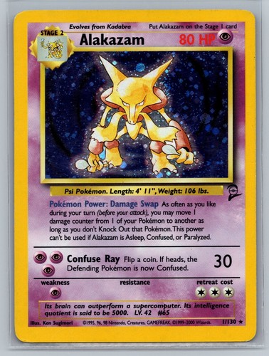 Pokemon TCG Alakazam 001/130 Base Set 2 Holo