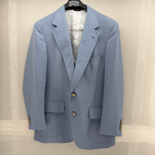 Vintage Union Made Lands End 41R Blazer Sky Blue Polyester Wool Blend READ