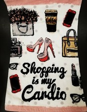 NEW KASSAFINA PINK "SHOPPING IN MY CANDIO",SHOES,COFFEE,BAG,CELL BATH,HAND TOWEL