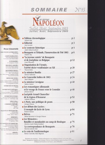 LA REVUE NAPOLEON N°15 IRLANDE 1803 / MISSION BAUDIN / CAVAIGNAC / DEBUT LYCEE - Picture 2 of 2