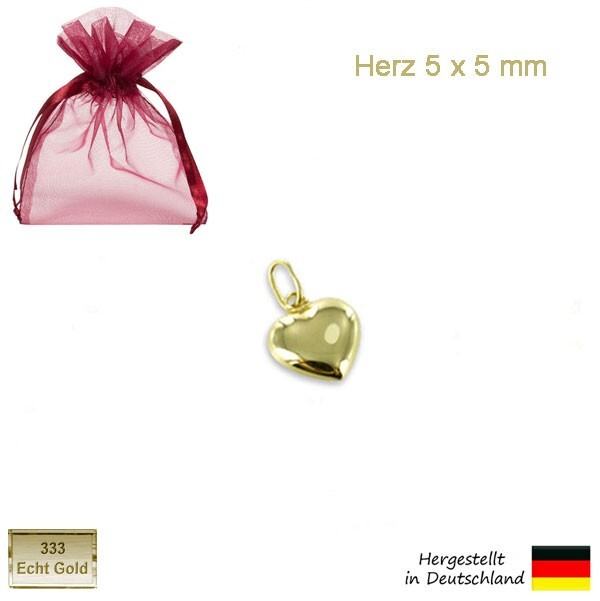 Herz Anhänger klein x mm Gold 333 Echt Goldschmuck Damen