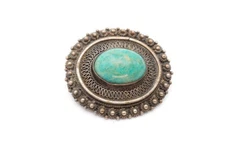 Vintage Jerusalem Sterling Silver 950 Brooch Pin Eilat Stone