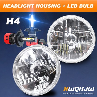 H6024 7 Inch Round Sealed Beams Headlight - Clear Glass Diamond Cut Housing - H4