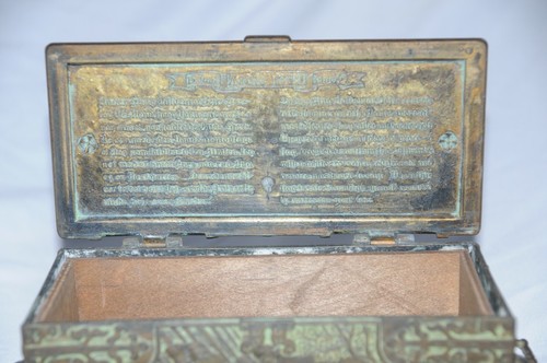 Bronze Embossed Casket Iron Art Hinged Box Copenhagen Denmark Ornate - Picture 7 of 12