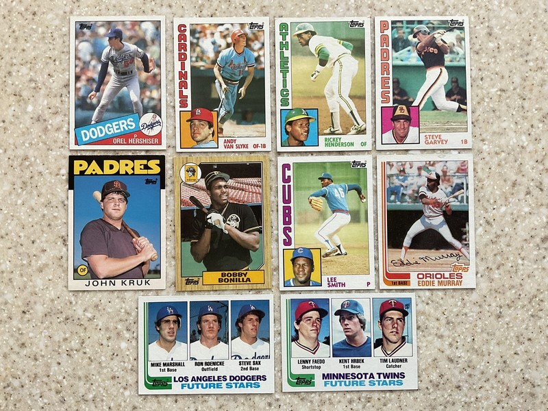1982 1984 1985 1986 & 1987 Topps(10 Card Lot)Inc Orel Hershiser John Kruk Rookie