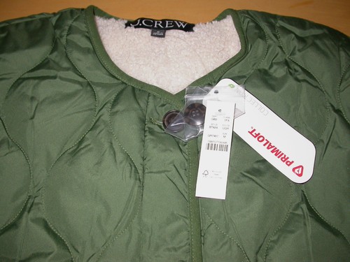 NWT J. Crew Reversible Puffer Jacket with PrimaLoft Utility Green Womens Sz M - Picture 3 of 3