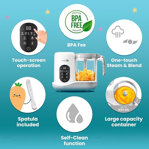 BooBoo PureePro® Baby Food Maker, 1-touch steam & blend function, 4 preset modes - Picture 3 of 5