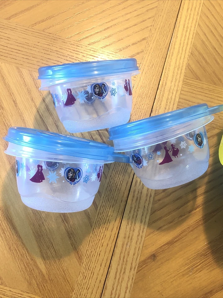 Disney Frozen Paquete de 6 Contenedores de Comida Plástico Glad Mini Tapas de Almacenamiento Redondas 4oz G Foto 4 de 4