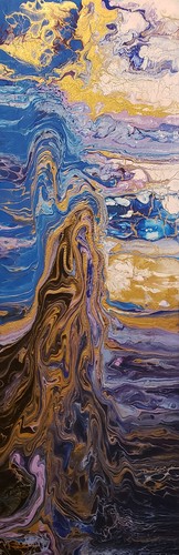 Er und Sie. Paar Original Acryl auf Leinwand 12"x36" jedes abstrakte Gemälde - Bild 3 von 3