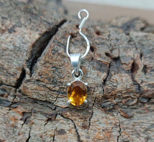 925 Plata de Ley Natural Citrino Piedras Preciosas Mujer Colgante Joyería P-98 - Imagen 5 de 8