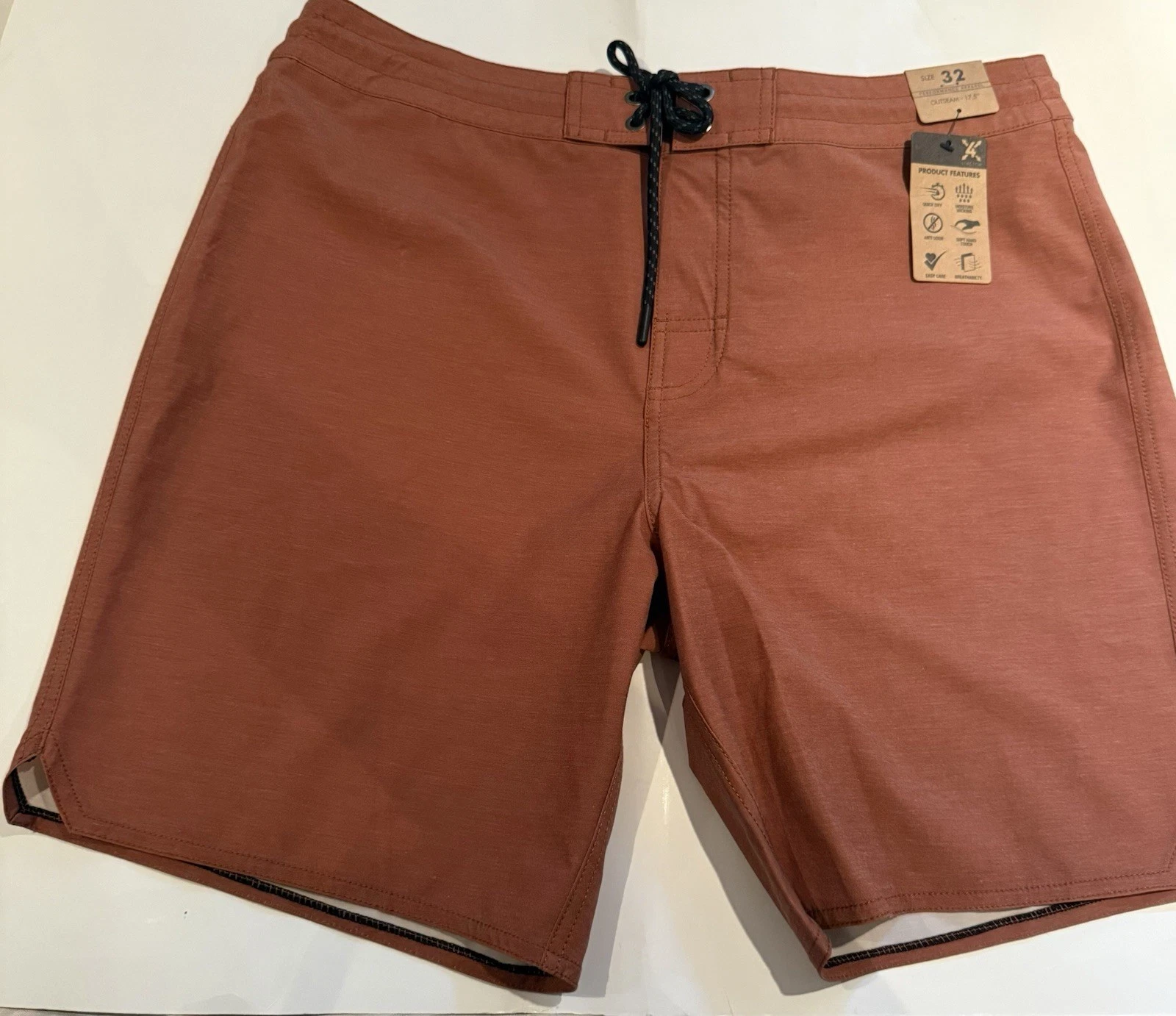 Men's Brown Performance Shorts Drawstring Stretch Quick Dry Anti Odor