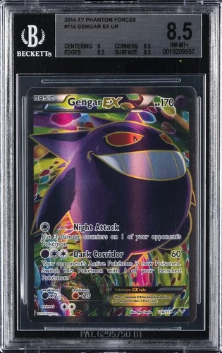2014 POKEMON XY PHANTOM FORCES FULL ART #114 GENGAR EX BGS 8.5