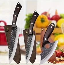 3 Pcs Stainless Steel Chef Knife Set Hand Forged Kitchen Cutters Free Ship