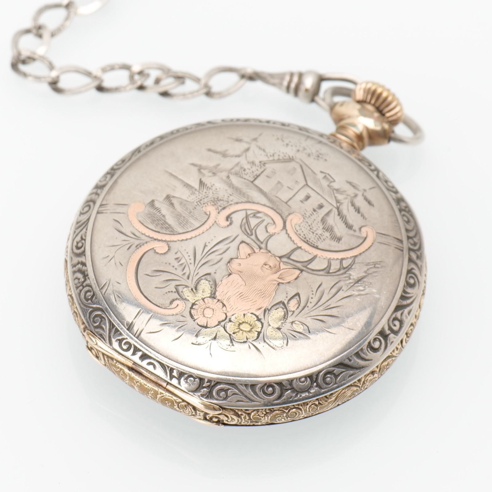 1912 Elgin Model 2 Grade 286 Pocket Watch 6s 7j Coin Silver Tri Color Stunning