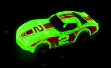 Vintage Tyco Corvette 2 Slot Car Glow-In-The-Dark Works 1980's